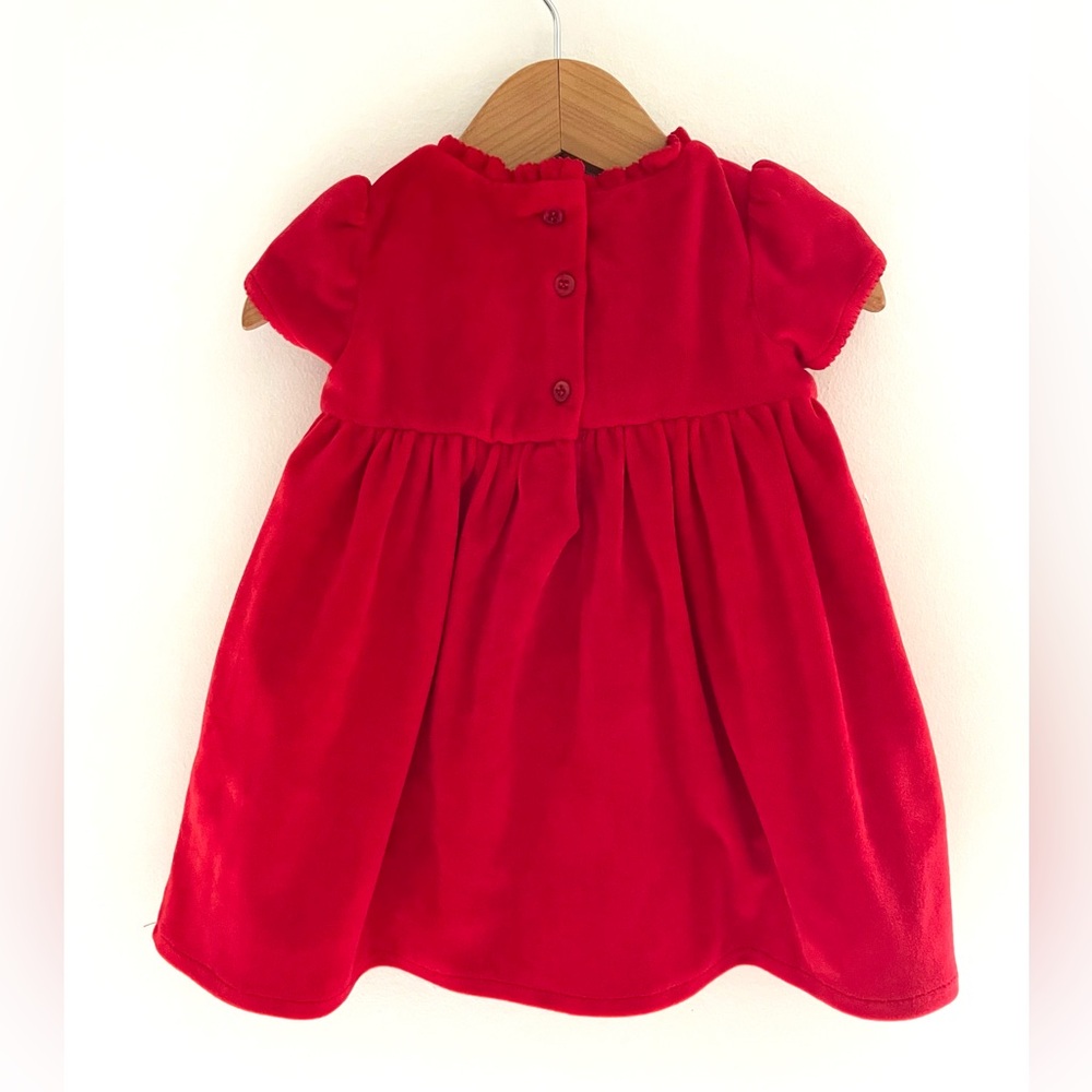 NEW Velvet Christmas Smocked Embroidered Baby Girl Holiday Dress, Fully Lined - Picture 7 of 15